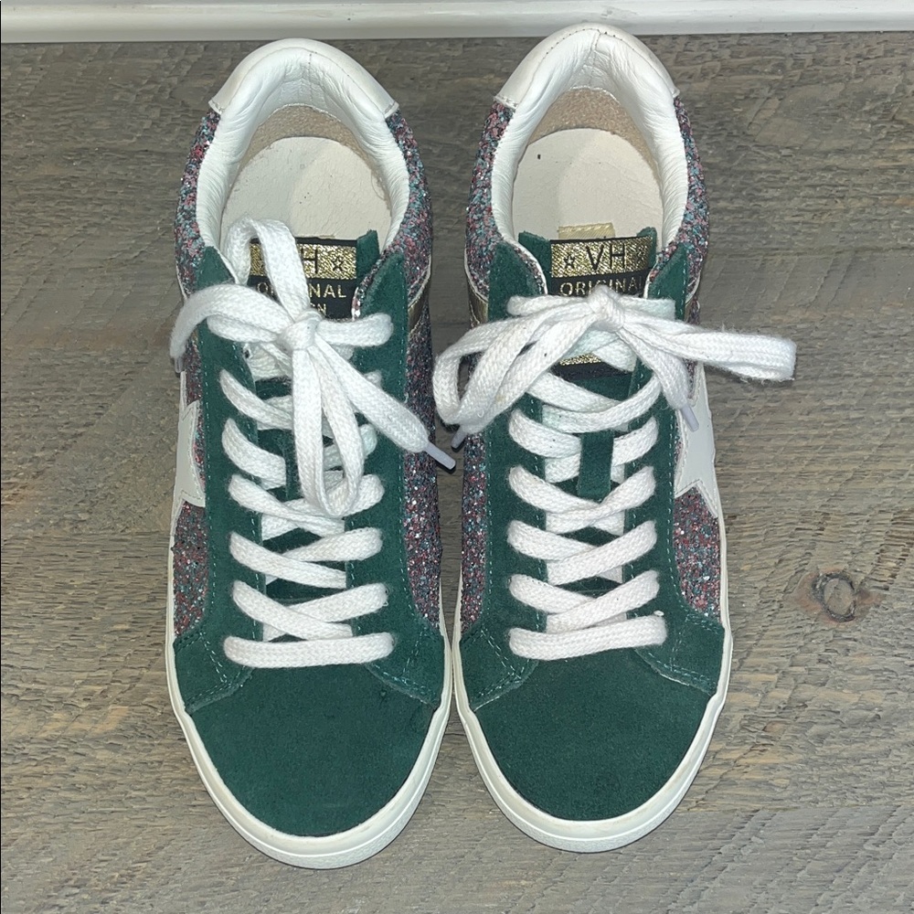 Vintage Havana Bounce Glitter Sneakers Green Multi Sparkle Lace Up - Size 7.5 - Picture 5 of 10